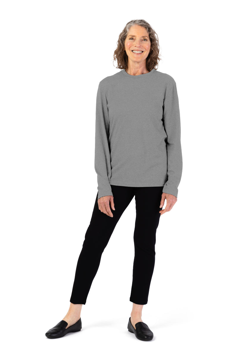 Women's Long Sleeve Solid T-Shirt by Buck & Buck in Gray, and available in different sizes. This tops item is part of our t-shirts collection.