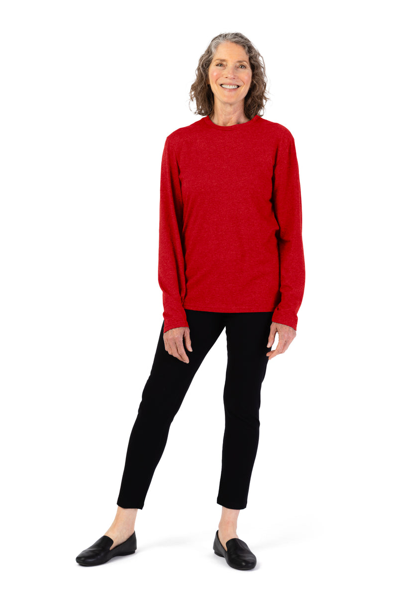 Women's Long Sleeve Solid T-Shirt by Buck & Buck in Red, and available in different sizes. This tops item is part of our t-shirts collection.