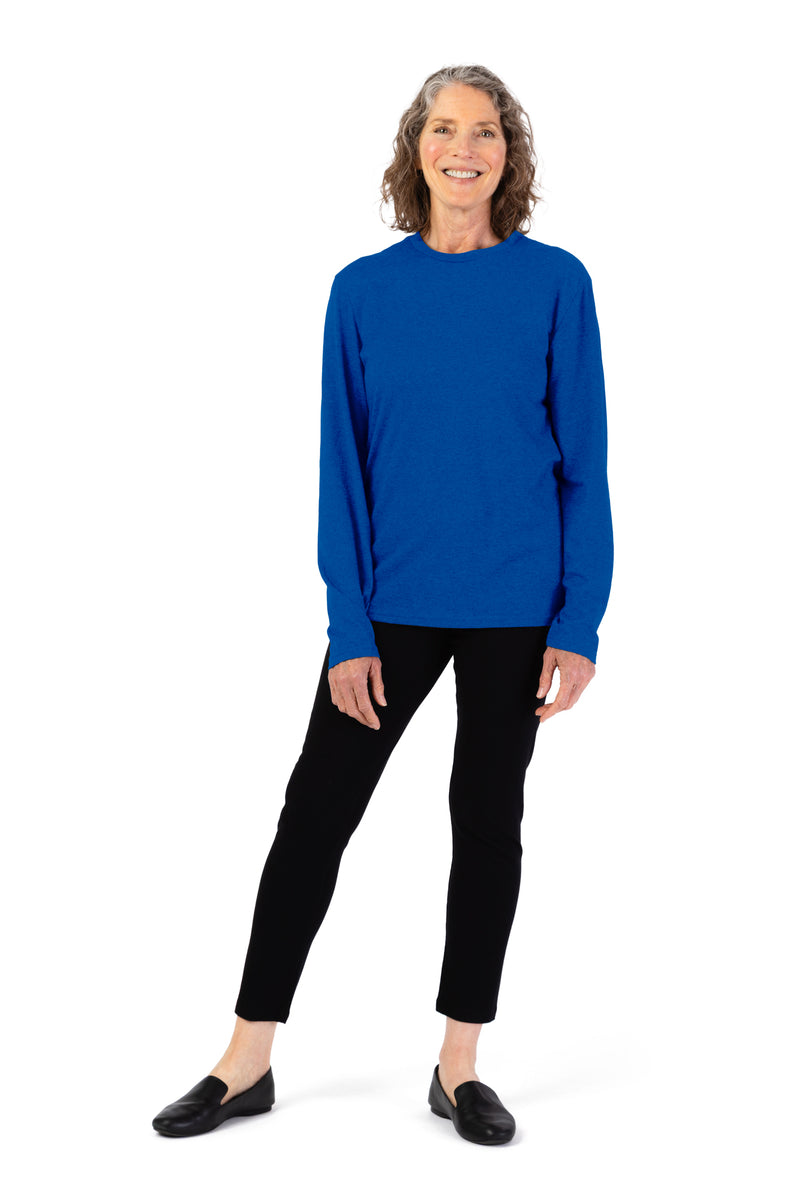 Women's Long Sleeve Solid T-Shirt by Buck & Buck in Royal, and available in different sizes. This tops item is part of our t-shirts collection.