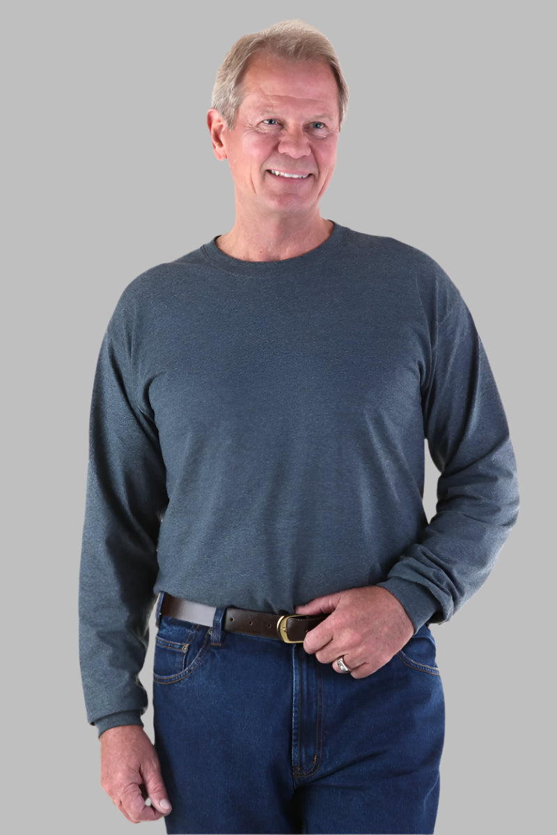 Men's Long Sleeve Solid T-Shirt by Buck & Buck in Charcoal, and available in different sizes. This tops item is part of our t-shirts collection.