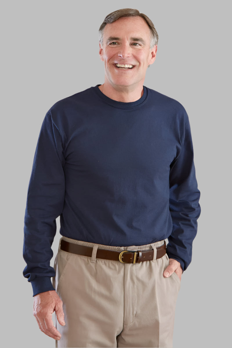 Men's Long Sleeve Solid T-Shirt by Buck & Buck in Black, and available in different sizes. This tops item is part of our t-shirts collection.