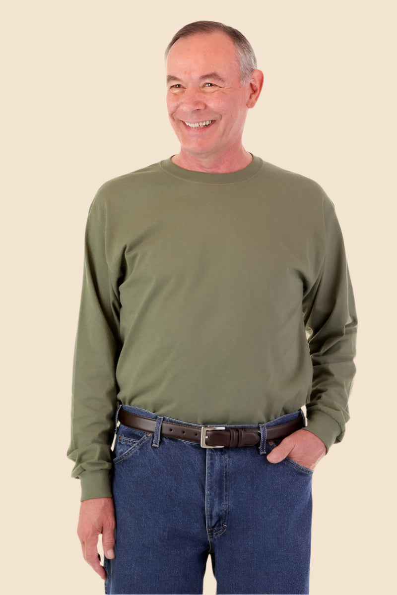 Men's Long Sleeve Solid T-Shirt by Buck & Buck in Navy, and available in different sizes. This tops item is part of our t-shirts collection.