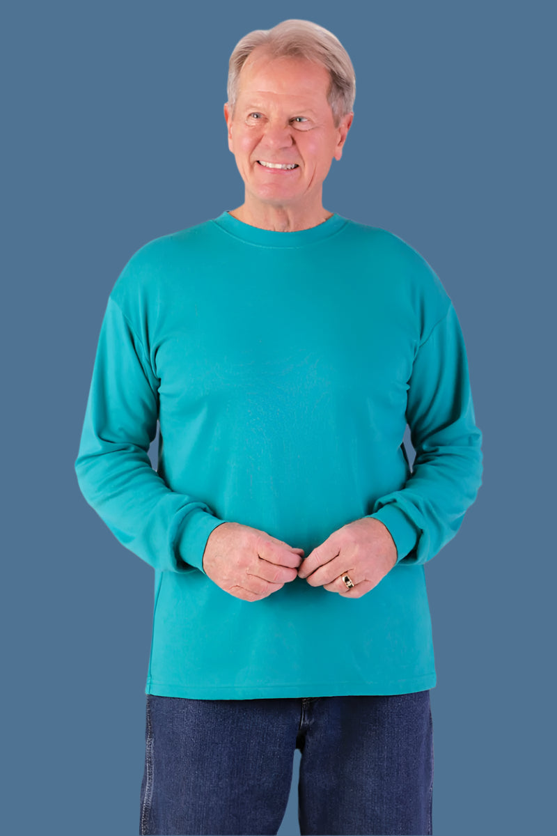 Men's Long Sleeve Solid T-Shirt by Buck & Buck in Turquoise, and available in different sizes. This tops item is part of our t-shirts collection.