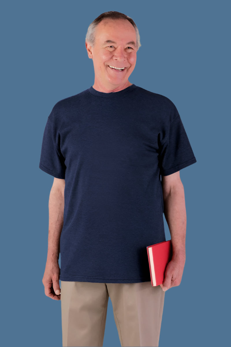 Men's Short Sleeve Solid Snap Back T-Shirt by Buck & Buck in Navy, and available in different sizes. This tops item is part of our t-shirts collection.