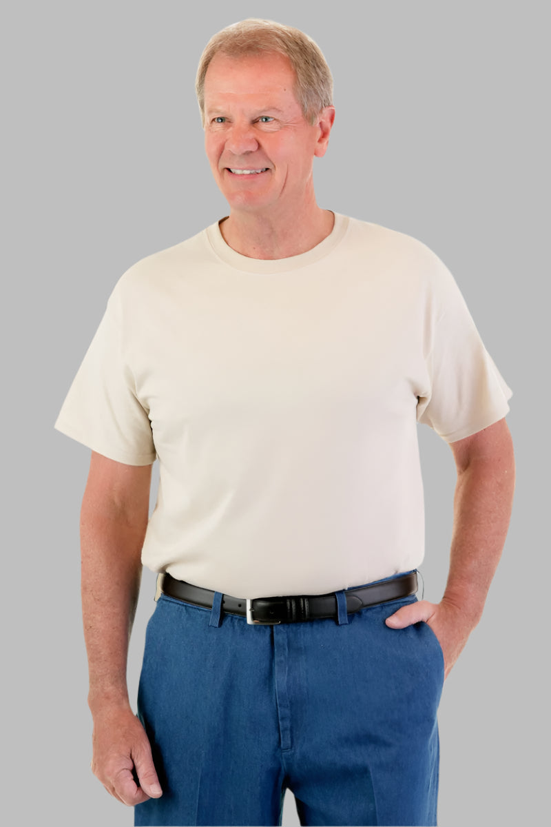 Men's Short Sleeve Solid T-Shirt by Buck & Buck in Tan/Beige, and available in different sizes. This tops item is part of our t-shirts collection.