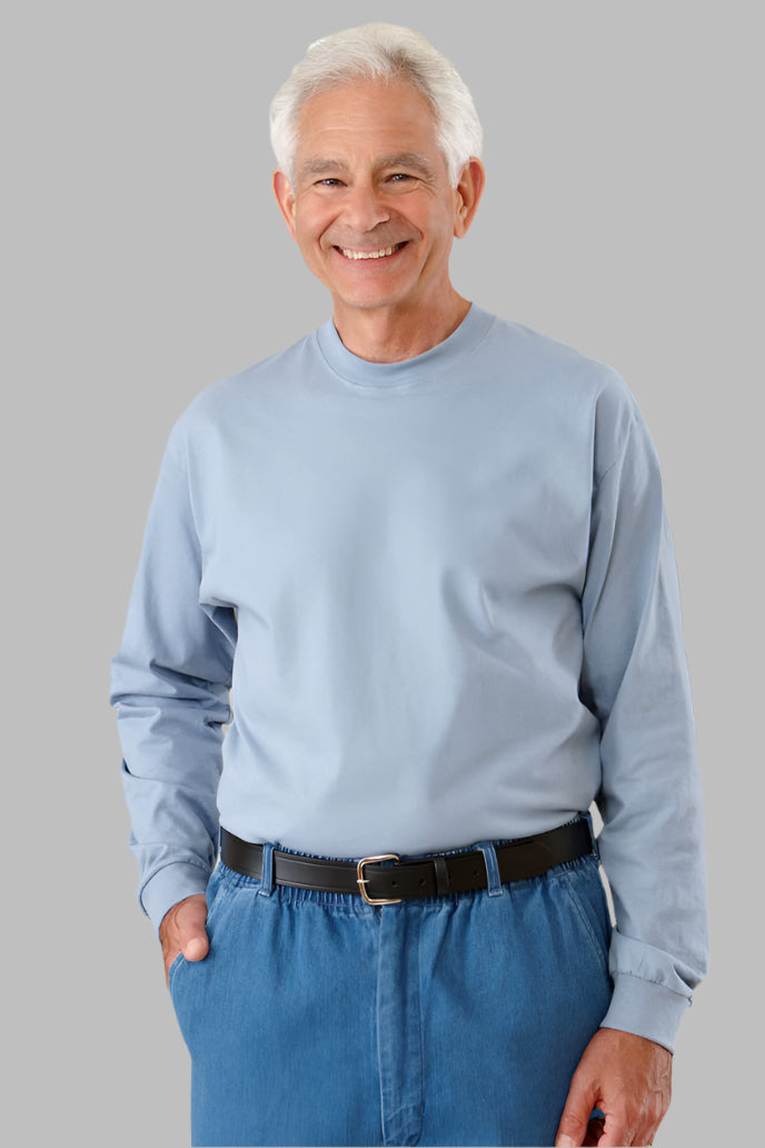 Men's Long Sleeve Solid T-Shirt by Buck & Buck in Gray, and available in different sizes. This tops item is part of our t-shirts collection.