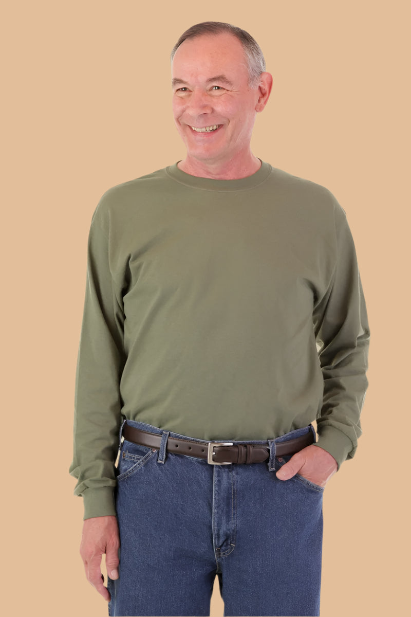 Men's Long Sleeve Solid T-Shirt by Buck & Buck, and available in different sizes. This tops item is part of our t-shirts collection.