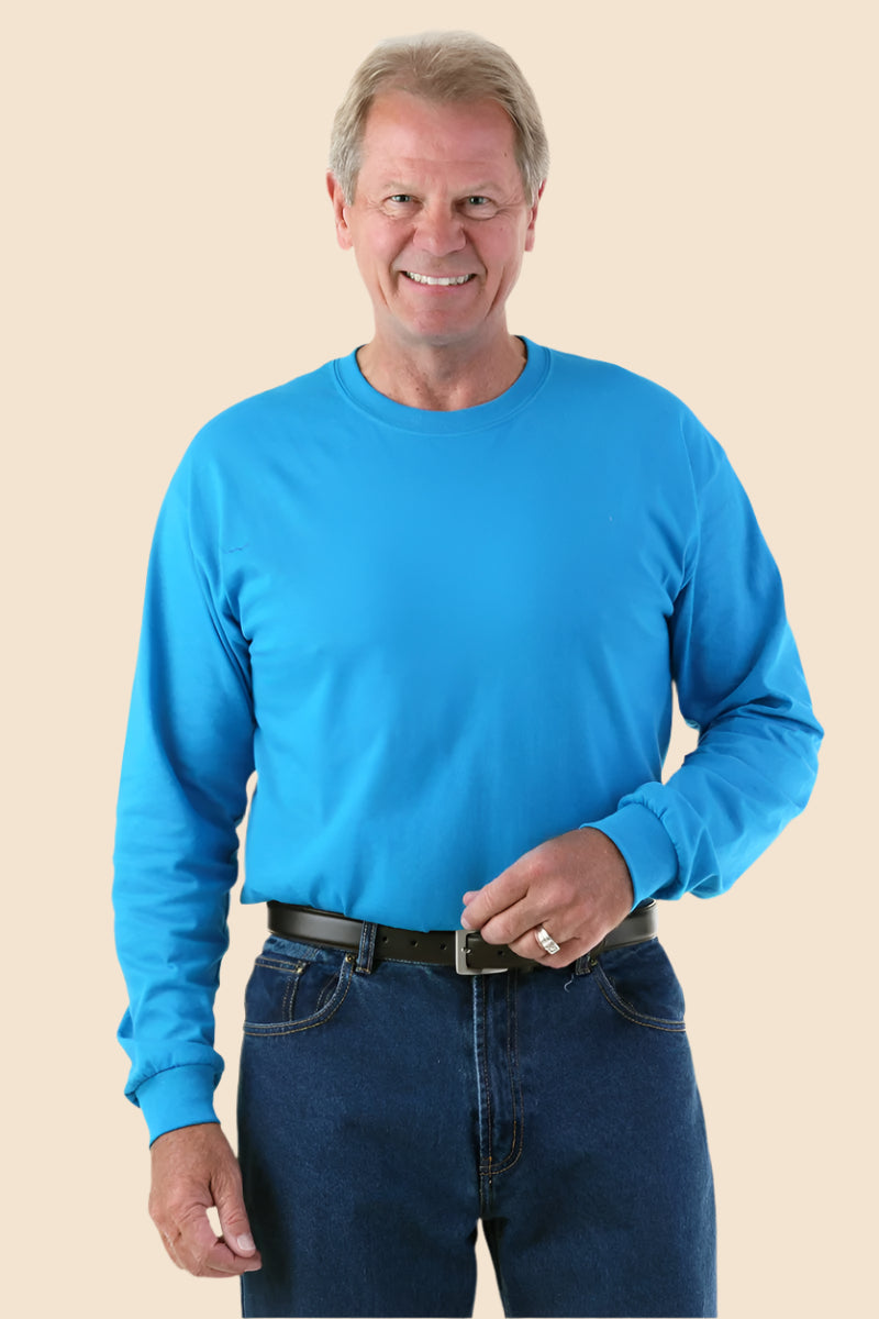 Men's Long Sleeve Solid T-Shirt by Buck & Buck, and available in different sizes. This tops item is part of our t-shirts collection.