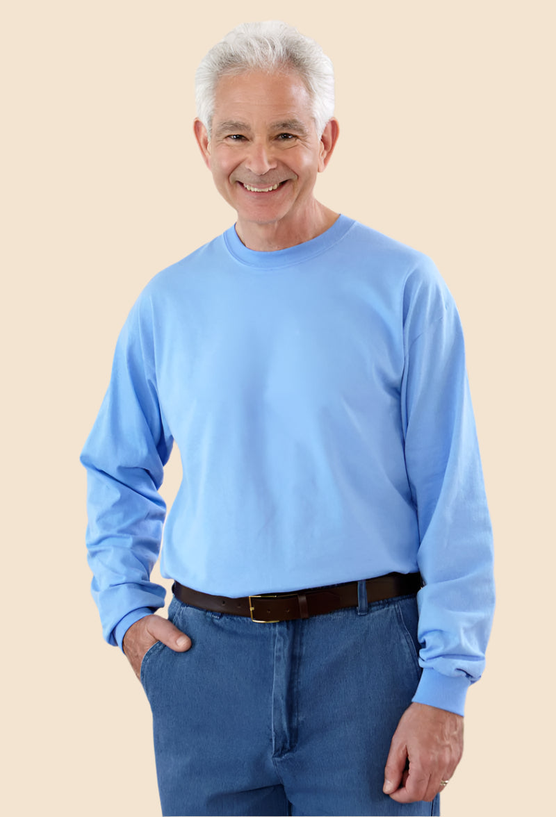 Men's Long Sleeve Solid T-Shirt by Buck & Buck in Charcoal, and available in different sizes. This tops item is part of our t-shirts collection.