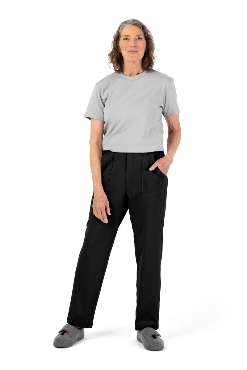 Women's Short Sleeve Jumpsuit by Buck & Buck in Gray Top/Black Pants, and available in different sizes. This one-piece garments item is part of our one-pieces collection.