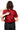 Women's Short Sleeve Jumpsuit by Buck & Buck in Red Top/Black Pants, and available in different sizes. This one-piece garments item is part of our one-pieces collection.