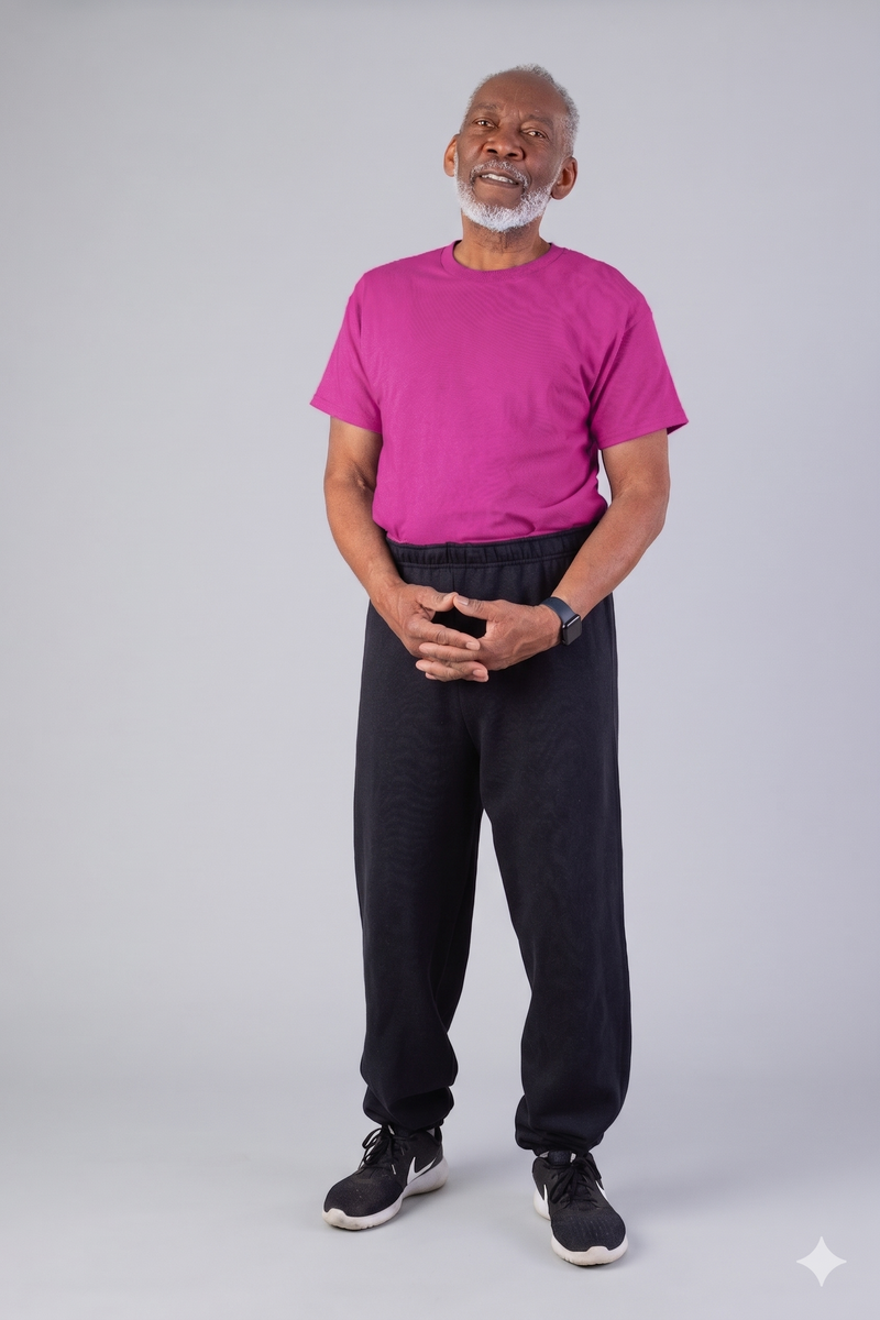 Men's Short Sleeve Basic T-Top Jumpsuit by Buck & Buck in fuchsia Top/black Pants, and available in different sizes. This one-piece garments item is part of our one-pieces collection.