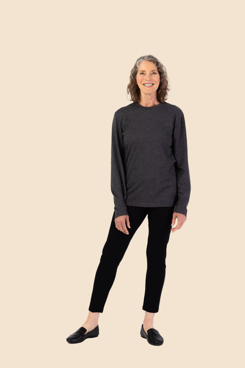 Women's Light Weight Long Sleeve T-Shirt by Buck & Buck in Charcoal, and available in different sizes. This tops item is part of our t-shirts collection.