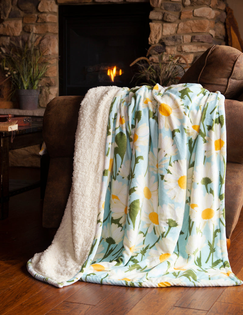 Daisy Daydream Sherpa Throw by Buck & Buck, and available only in a one-size option. This accessories & home item is part of our blankets collection.