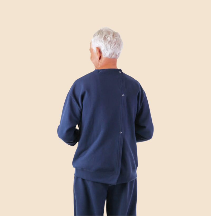 Men's Basic Wrap Back Sweat Top by Buck & Buck in Navy, and available in different sizes. This tops item is part of our sweatshirts collection.