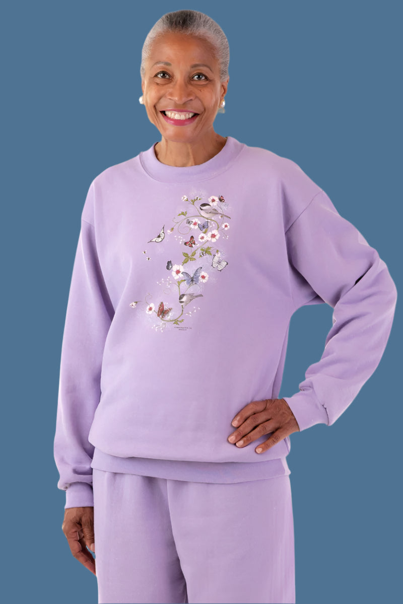 Women's Printed Wrap Back Sweat Top by Buck & Buck in Pink, and available in different sizes. This tops item is part of our sweatshirts collection.