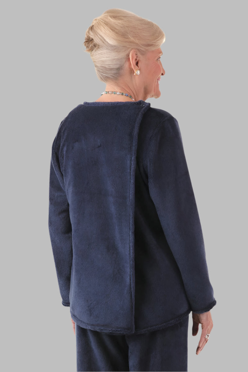 Pocketed So-Soft Wrap Back Top for women by Buck & Buck in Navy, and available in different sizes. This tops item is part of our tunics collection.