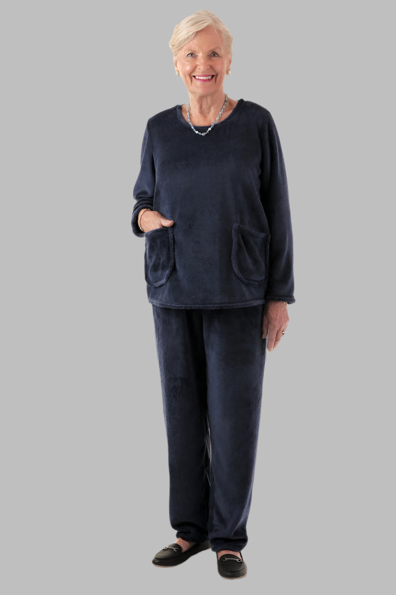Pocketed So-Soft Wrap Back Top for women by Buck & Buck in Navy, and available in different sizes. This tops item is part of our tunics collection.