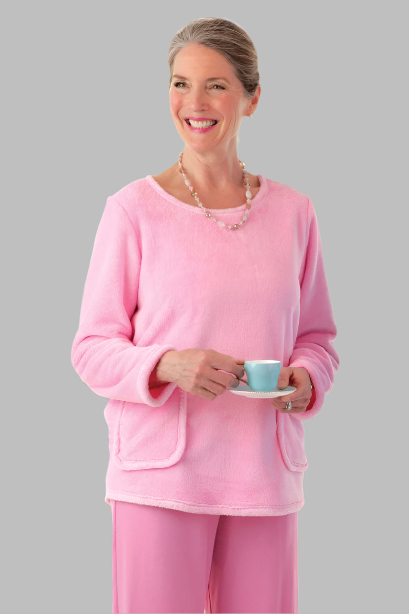Pocketed So-Soft Wrap Back Top for women by Buck & Buck in Pink, and available in different sizes. This tops item is part of our tunics collection.