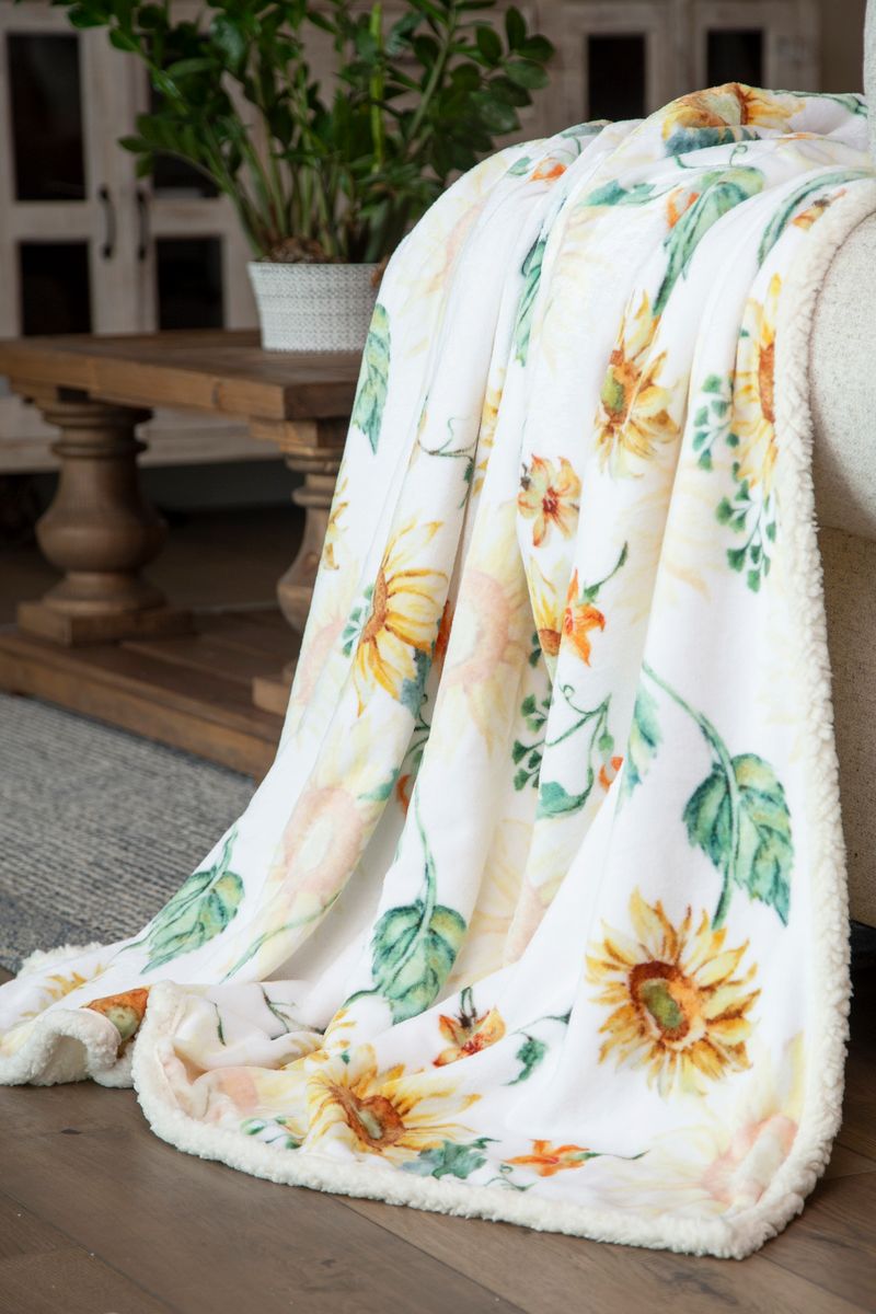 Sunflower Plush Sherpa Throw by Buck & Buck, and available only in a one-size option. This accessories & home item is part of our blankets collection.