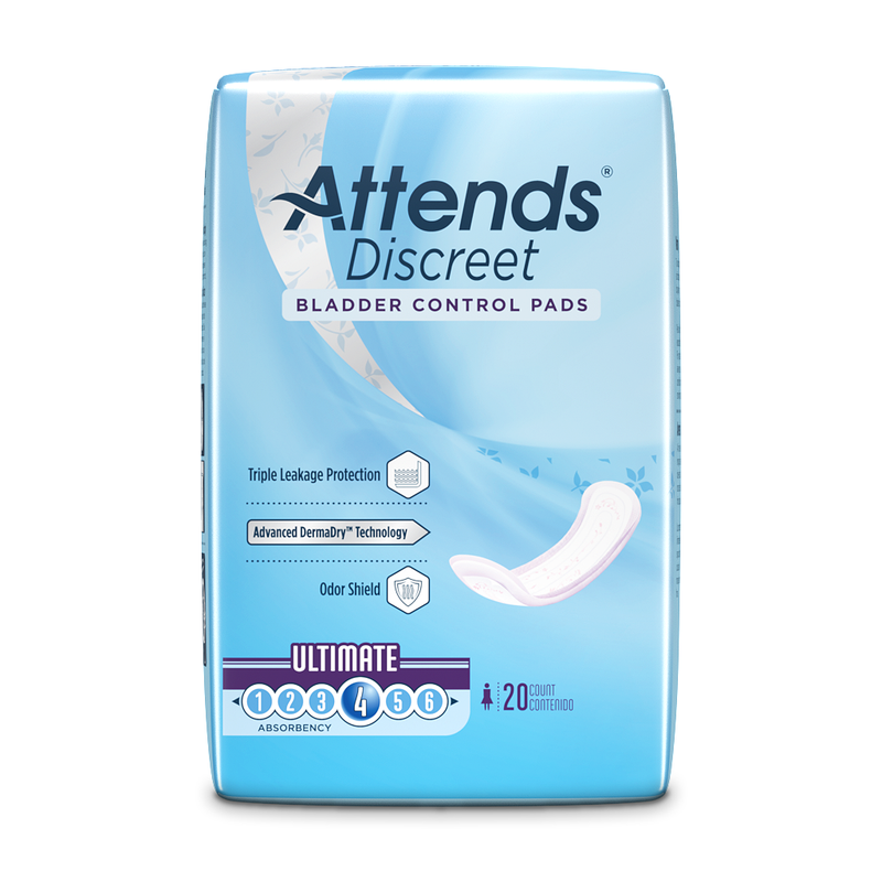 Attends Discreet Bladder Control Pads for women by LL Medico, and available only in a one-size option. This undergarments item is part of our incontinence pads collection.