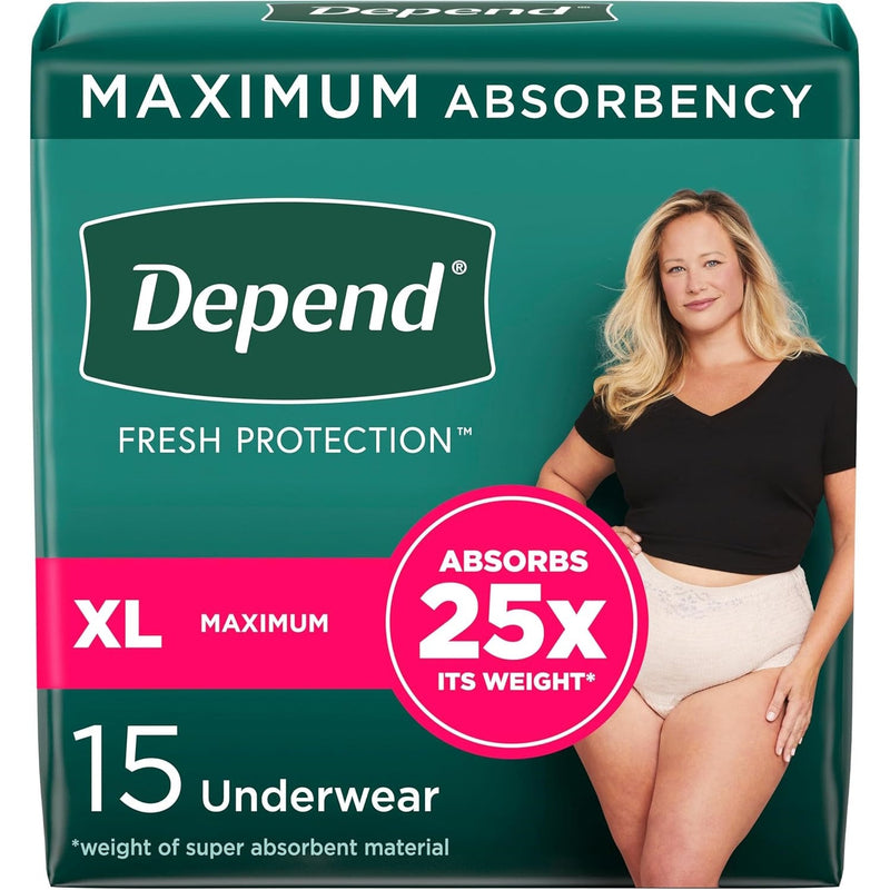 Depend Fresh Protection Underwear for Women by LL Medico, and available only in a one-size option. This undergarments item is part of our adult diapers collection.