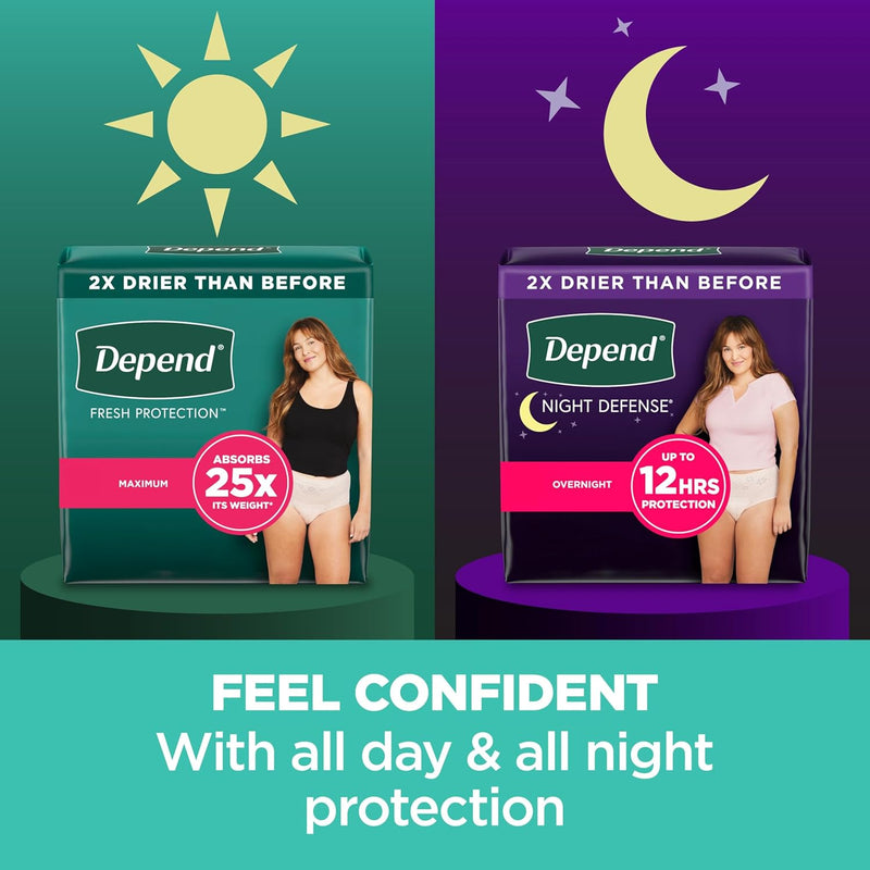 Depend Fresh Protection Underwear for Women by LL Medico, and available only in a one-size option. This undergarments item is part of our adult diapers collection.
