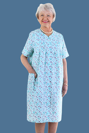 Cotton/Poly Snap Front Duster - No Collar