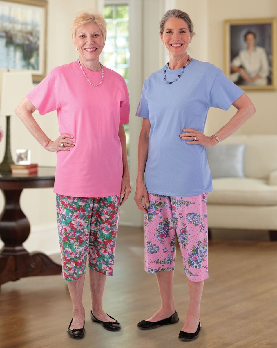 Solid T Printed Capri Set Adaptive Clothing for Seniors, Disabled & Elderly  Care