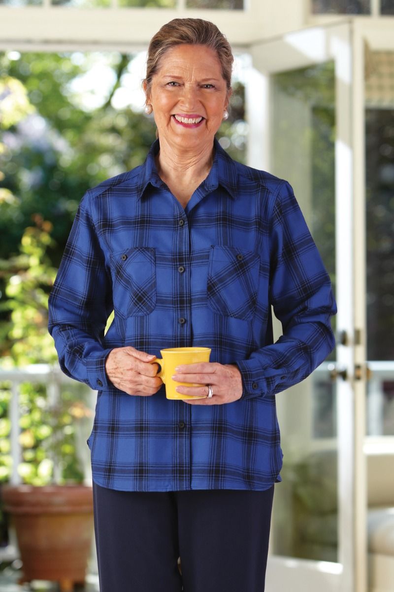 Flannel Shirt with VELCRO® Brand fasteners Adaptive Clothing for Seniors,  Disabled & Elderly Care