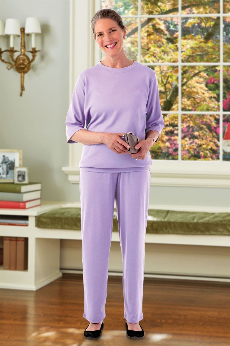 Half Sleeve Banded Bottom Set Adaptive Clothing for Seniors