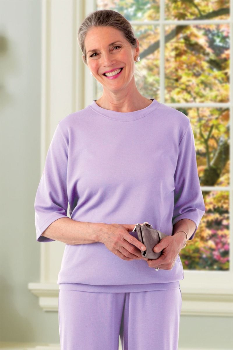 Women's Short Sleeve Banded Bottom Top Adaptive Clothing for Seniors,  Disabled & Elderly Care