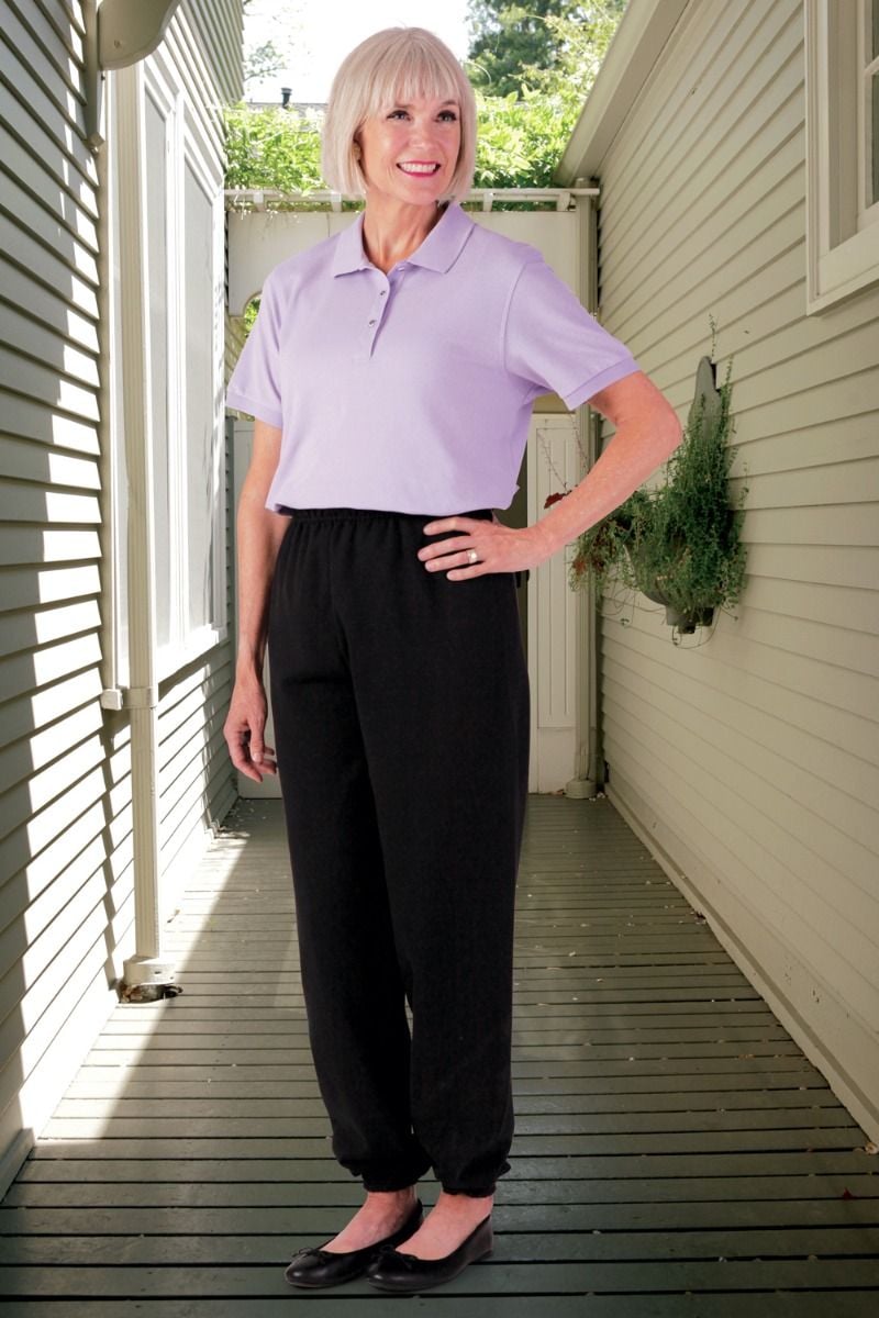 Women's Polo Top/Fleece Pant Jumpsuit Adaptive Clothing for Seniors,  Disabled & Elderly Care
