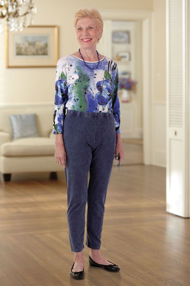 100% Cotton Slub Crop Legging Pants Adaptive Clothing for Seniors, Disabled  & Elderly Care