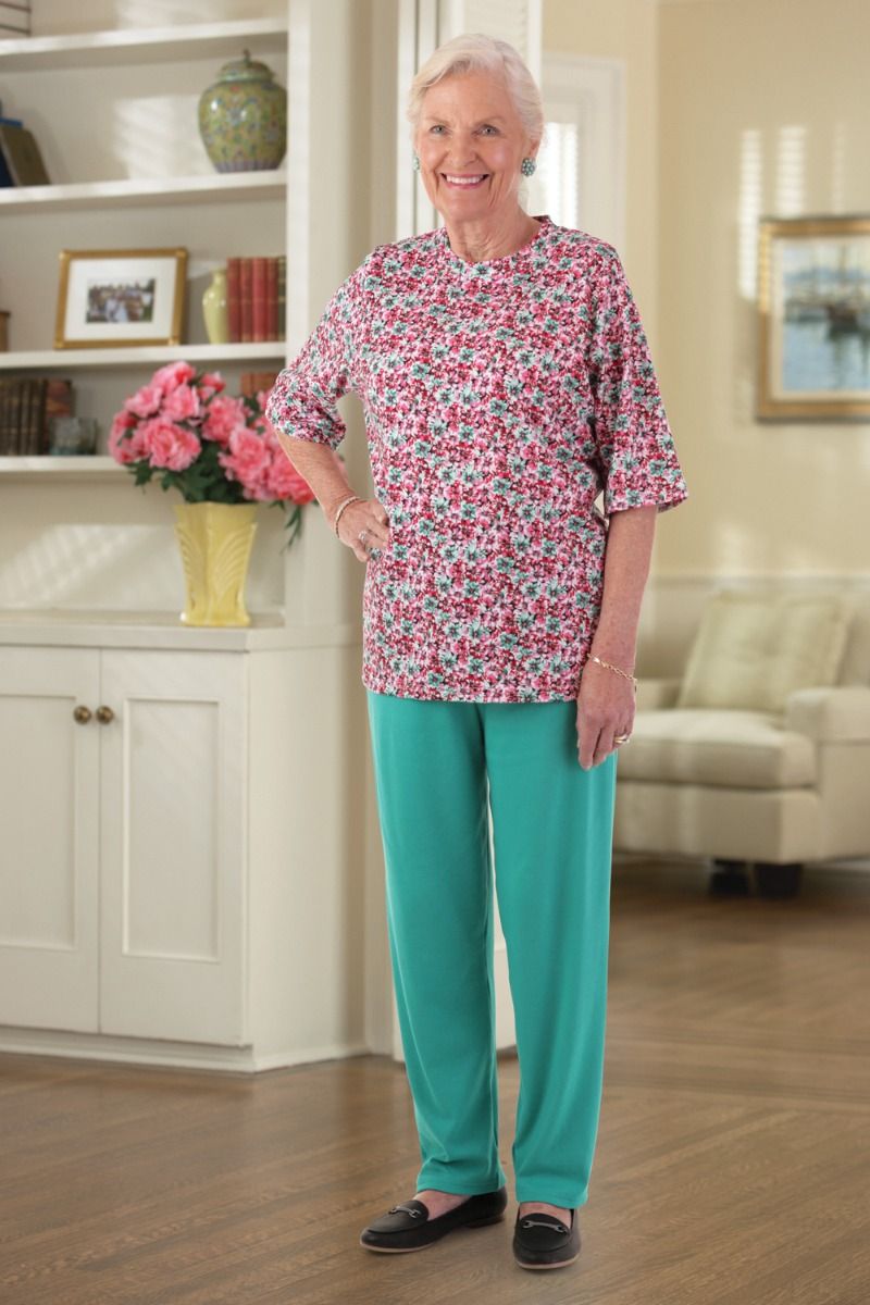 Short Sleeve Mixed Adaptive Knit Set Adaptive Clothing for Seniors,  Disabled & Elderly Care