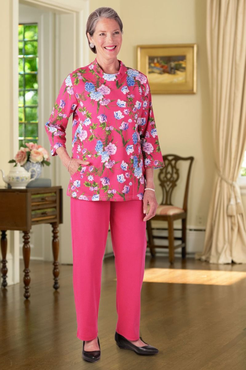 Mixed Knit Set with Pockets Adaptive Clothing for Seniors