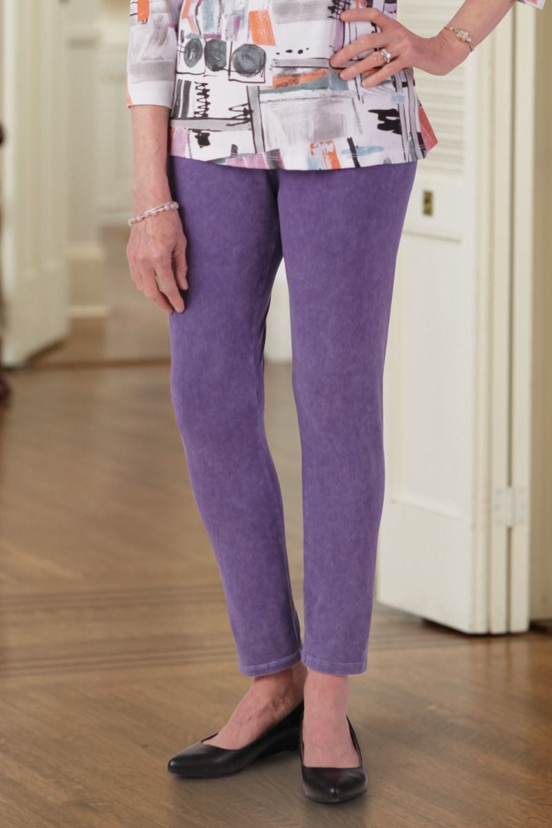 100% Cotton Slub Crop Legging Pants Adaptive Clothing for Seniors