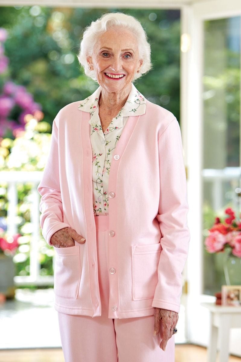 V-Neck Fleece Cardigan Adaptive Clothing for Seniors, Disabled