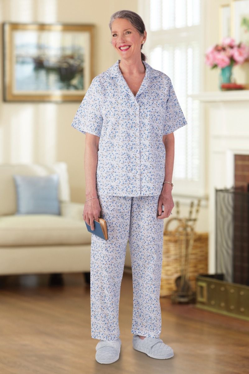 Plus Size 100% Cotton Short Sleeve Long Pants Pajama Sets For