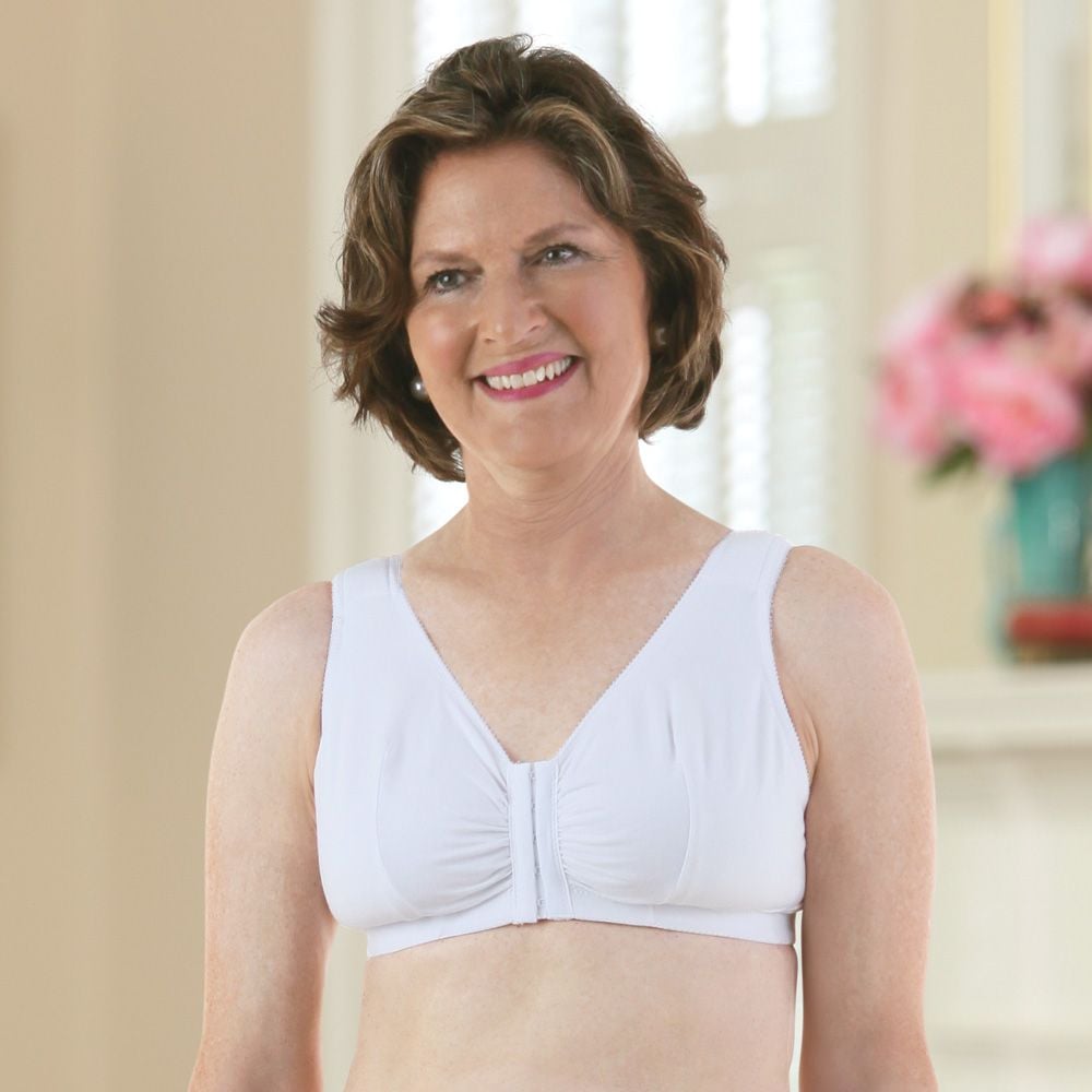 Snap Front Bra (White 2X-Large 46-48)
