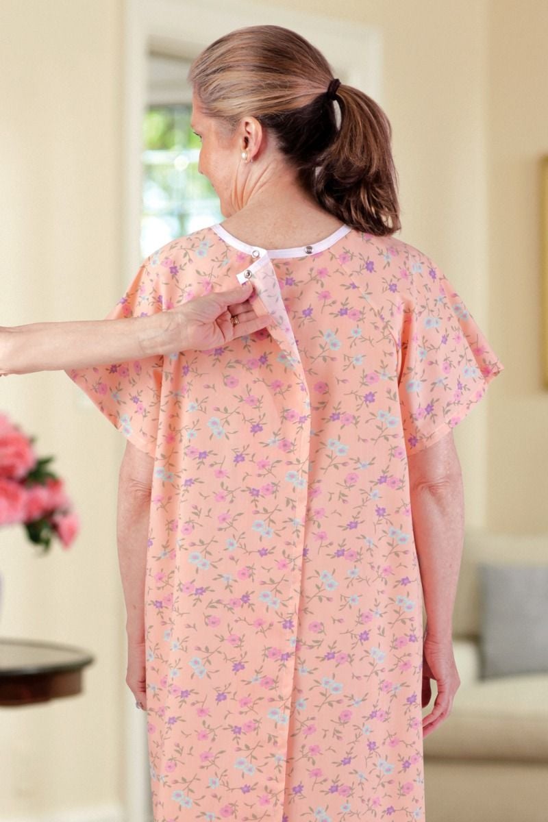 Men's Cotton/Poly Open Back Nightshirt Adaptive Clothing for Seniors,  Disabled & Elderly Care