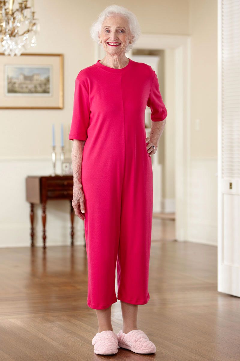 Capri Length Solid Back-Zip Sleep Suit Adaptive Clothing for Seniors,  Disabled & Elderly Care