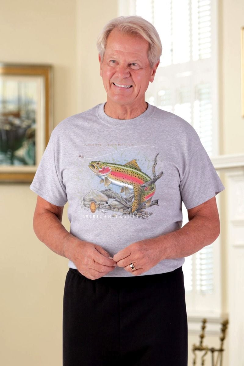 Men's Short Sleeve Printed Snap Back T-Shirt Adaptive Clothing for