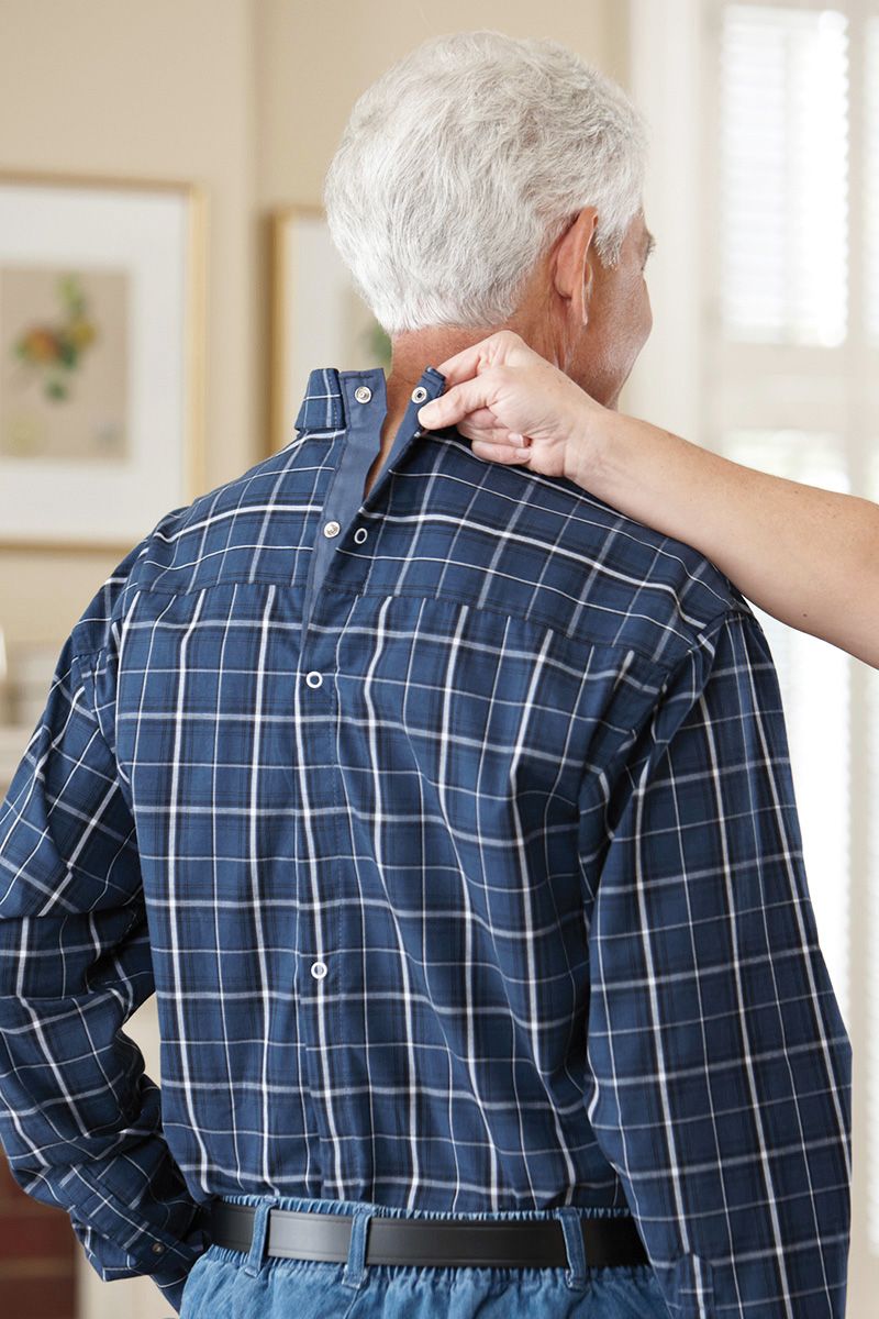 Long Sleeve Snap Back Sport Shirt Adaptive Clothing for Seniors