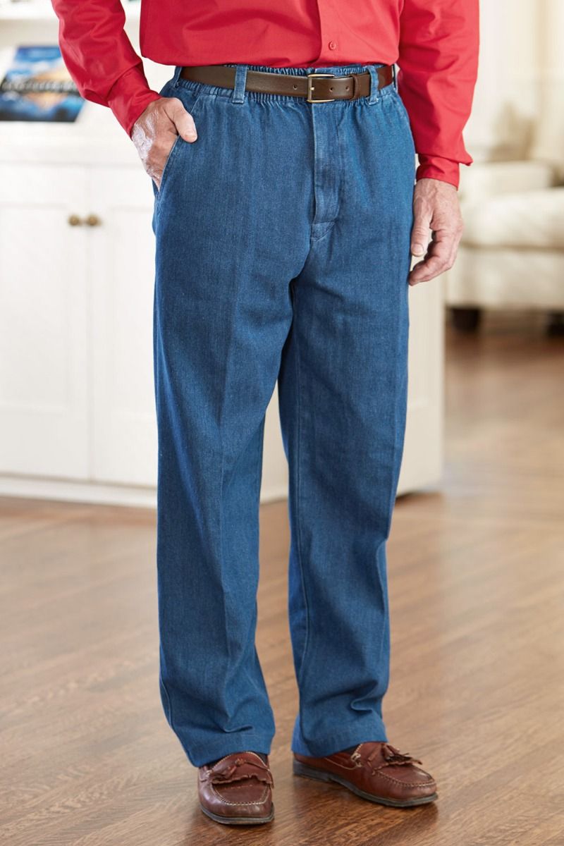 Denim Putter Pants (S-XL) with VELCRO® Brand Fastener Fly Adaptive