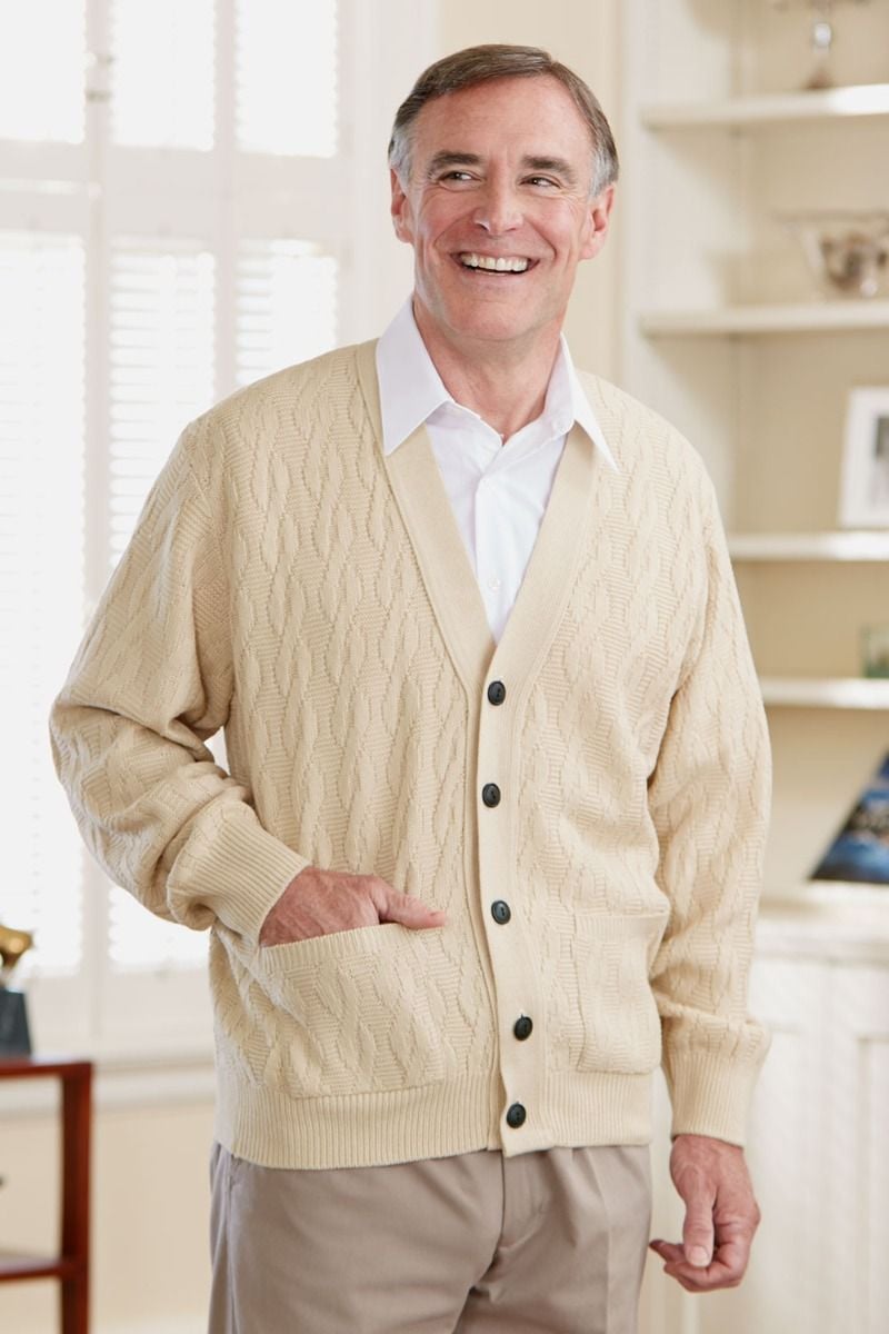 Men's Cable Cardigan w/Pockets-15% Off (2X Only) Adaptive Clothing