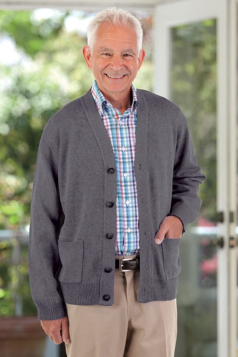 Men's Basic Cardigan w/Pockets Adaptive Clothing for Seniors