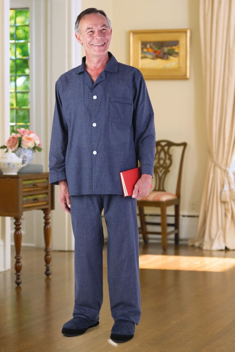 Men's Cotton/Poly Pajamas-VELCRO® Brand fastener Front Adaptive Clothing  for Seniors, Disabled & Elderly Care