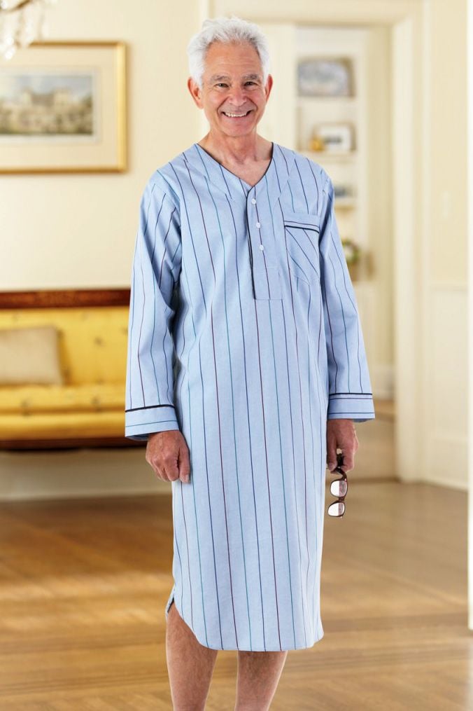 Men's Cotton/Poly Open Back Nightshirt Adaptive Clothing for