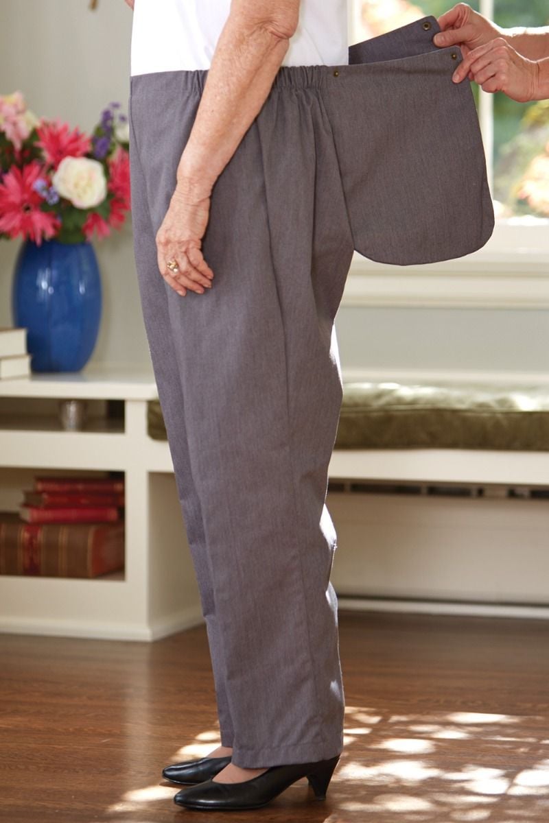 Women's Twill Back-Flap Pants Adaptive Clothing for Seniors
